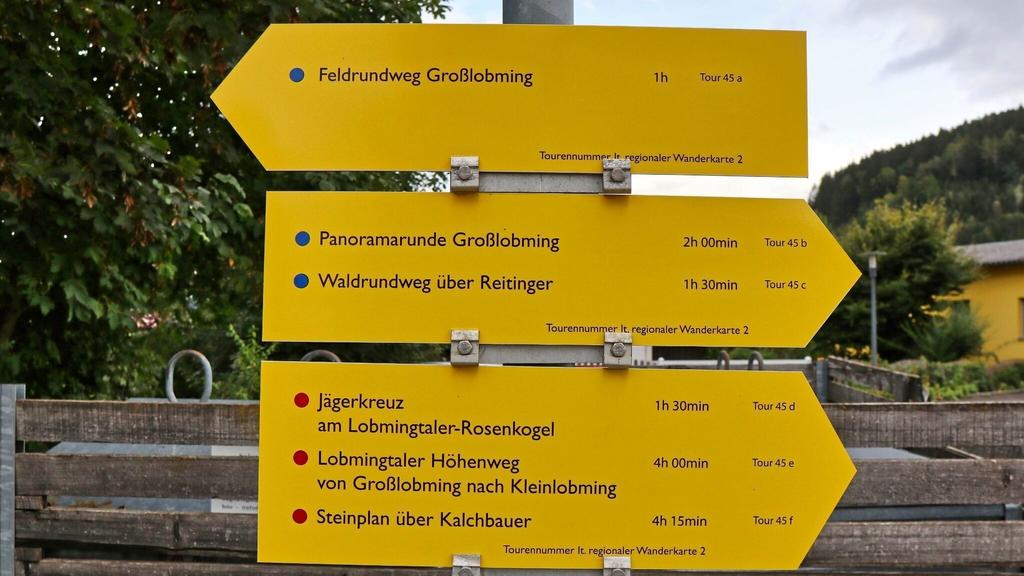Ausgangspunkt Parkplatz Raiffeisenbank, Weg entspricht Tour Nr. 45e