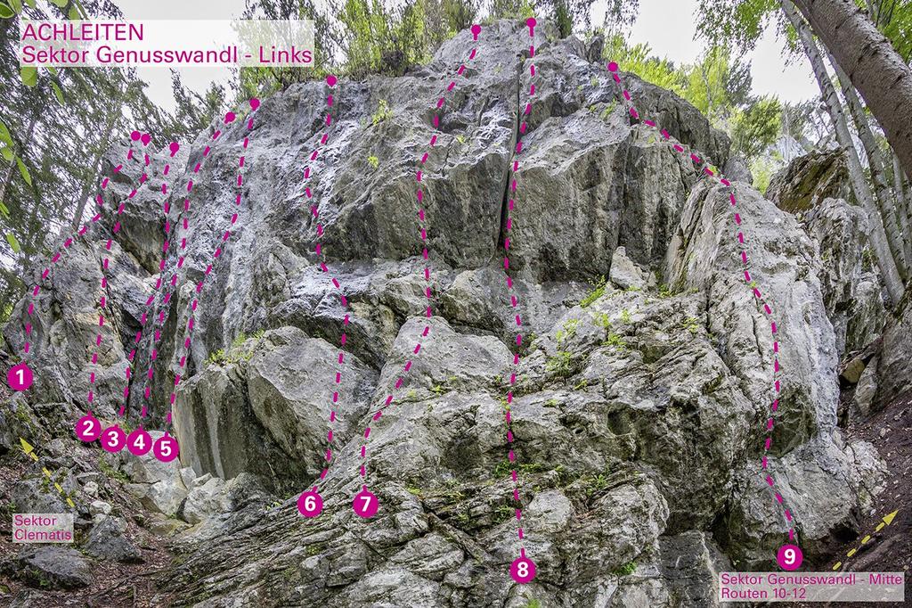 Söll_Topo Klettergarten Achleiten / Sektor Genusswandl - Links_Wilder Kaiser