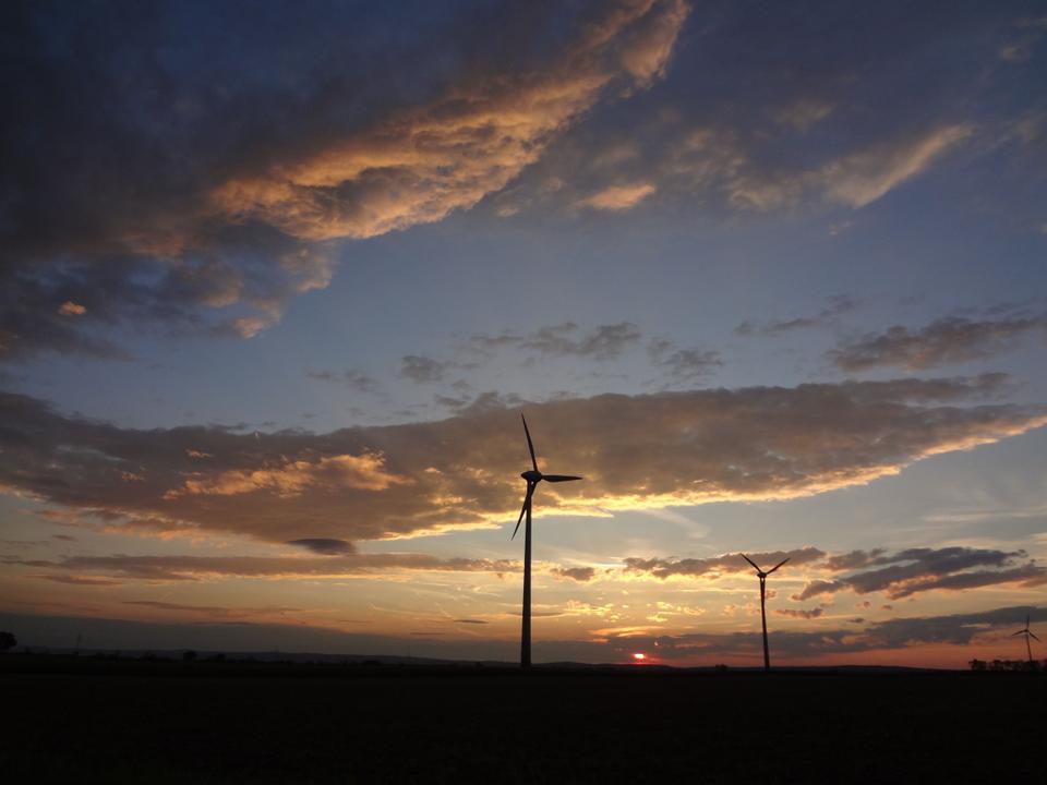 Windräder in der Abendsonne