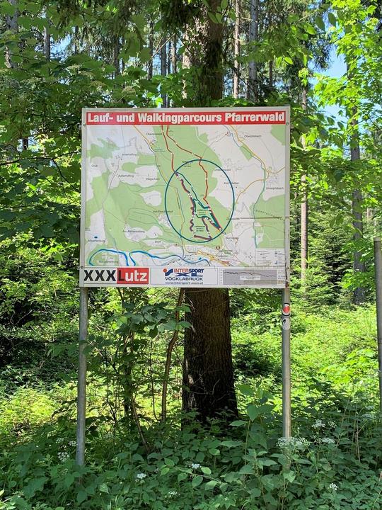 Übersichtstafel Lauf- und Walkingparcours Pfarrerwald